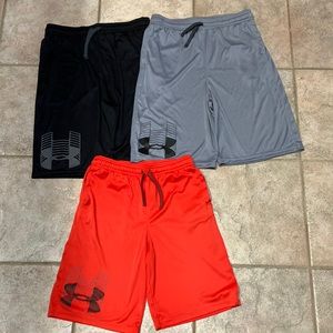 Boys Bundle 3 pairs Under Armour (Black, Gray, Red) shorts size YXL